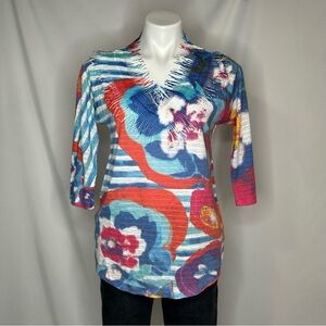 Atelier5 by Gozde Yilmaz Unique Women’s Multicolor Fringe Neckline Top, Small